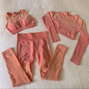 Gymshark Peach/Coral Ombré Seamless Set